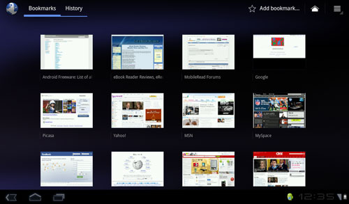 Android 3.0 Bookmarks