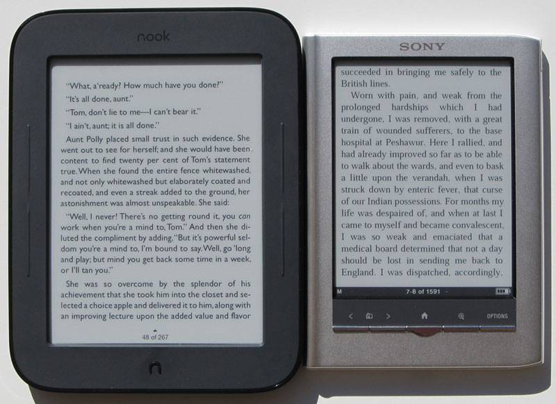 Nook Touch vs Sony Readers