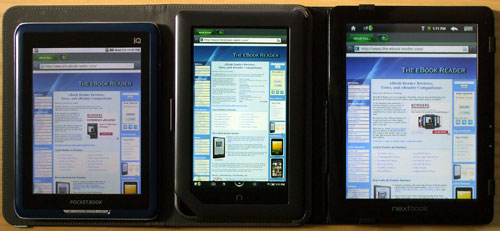 Next3 vs Nook Color vs PocketBook IQ