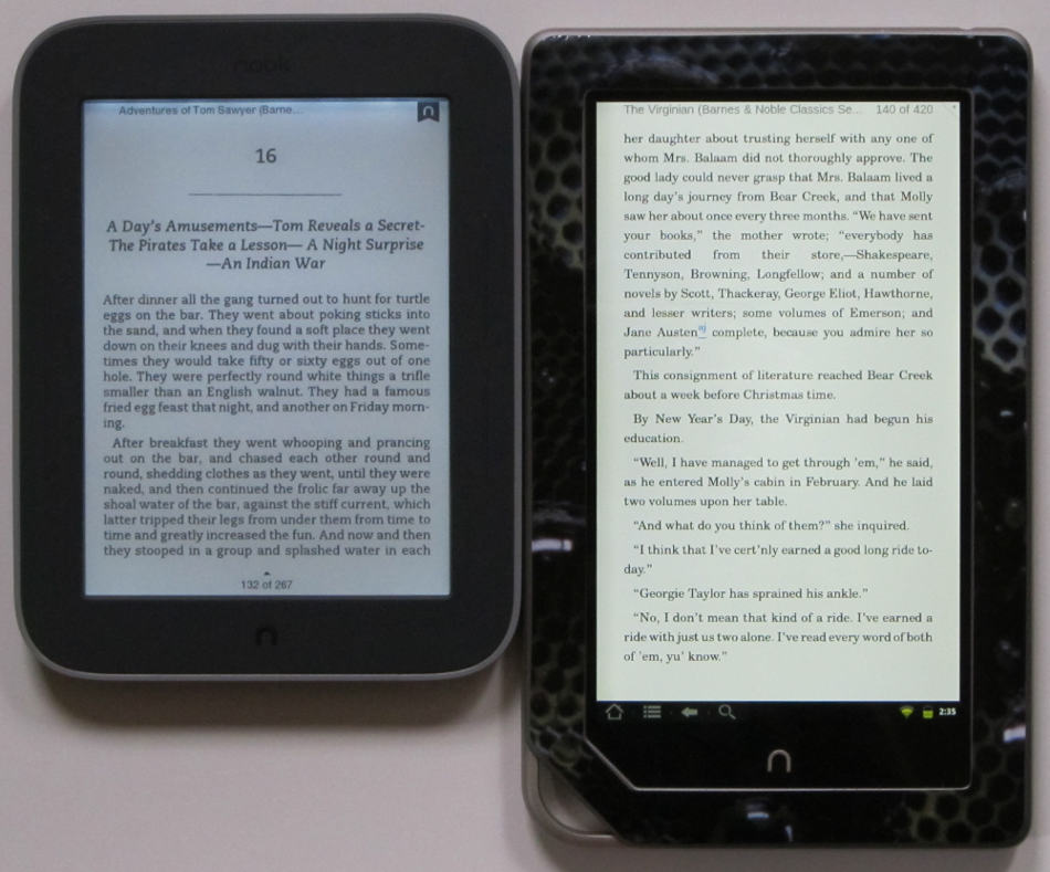 Nook Touch with GlowLight vs Nook Tablet