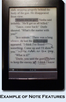 Sony Reader Note Feature