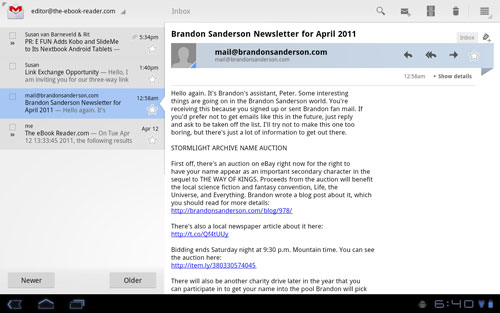 Motorola Xoom eMail